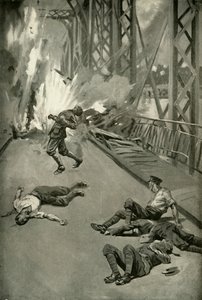 Explodindo uma ponte sobre o Aisne em Soissons, 1919. de Unbekannt