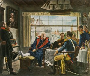 Blücher toma posse das medalhas e do chapéu de Napoleão após ... Waterloo, 18 de junho de 1815, 1936. de Unbekannt