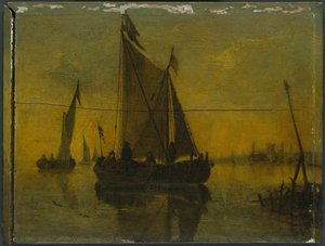 Barcos em um estuário, século XVII. de Unbekannt