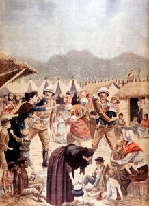 Mulheres e crianças bôeres em um campo de concentração britânico no Transvaal, Guerra dos Bôeres, 1901 de Unbekannt
