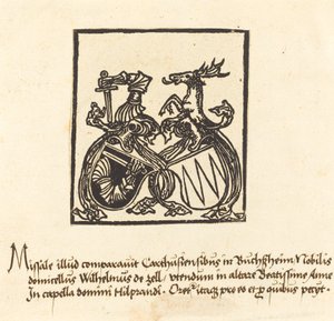 Bookplate de Wilhelm von Zell, em ou depois de 1500. de Unbekannt