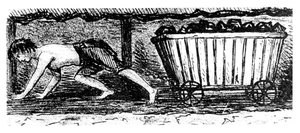 Putter de menino desenhando um caminhão contendo carvão ao longo de uma costura de 24 polegadas de altura, Halifax, Yorkshire, 1848 de Unbekannt