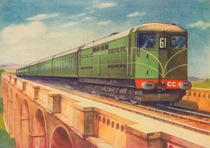Brighton Belle, a locomotiva elétrica SRs, sobre o viaduto de Ouse, 1940 de Unbekannt