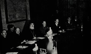 Ministros britânico e grego conferem em Atenas, dia de Natal de 1944, 1945. de Unbekannt