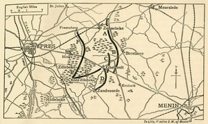 Posições britânicas antes da Primeira Batalha de Ypres, Primeira Guerra Mundial, 1914, c1920. de Unbekannt