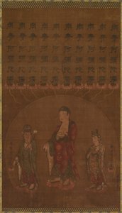 Buda Amitabha com dois bodhisattvas presentes, 1200s. de Unbekannt