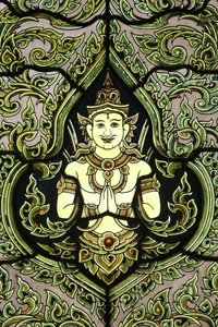 Buda. Janela de vidro manchado. Templo de mármore. Wat Benchamabophit Dusitvanaram Ratchaworawiharn. 1899. Banguecoque. Tailândia de Unbekannt