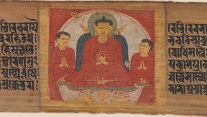 Buda com as mãos levantadas no Dharmacakra Mudra ..., ca. 1090 de Unbekannt