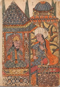 Burzuyeh é invocado por Nushirvan em seu retorno da Índia, Folio from a Kalila..., século XVIII. de Unbekannt