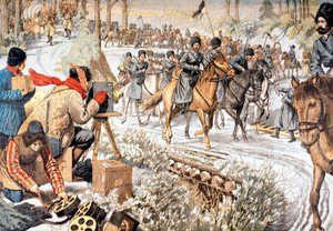 Cinegrafista de filmar tropas russas na Manchúria para um noticiário anterior, Guerra Russo-Japonesa, 1904 de Unbekannt