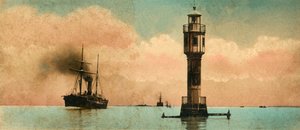 Canal de Suez. Os lagos amargos - O farol norte, c1918-c1939. de Unbekannt