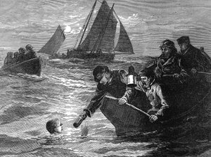 Capitão Matthew Webb, o primeiro homem a nadar no Canal da Mancha, 1875 de Unbekannt