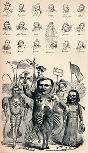 Caricaturas de membros da Conferência Nacional de Frankfort e da Prússia Kreuz-Zeitung P de Unbekannt