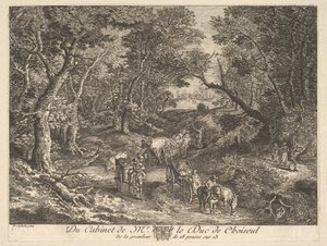 Carroças em um Caminho pela Floresta após uma pintura na coleção do Duque de Choiseul, 1771. de Unbekannt