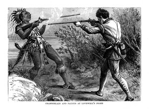 Chamberlain e Paugus na luta de Lovewells, 1725, 1872 de Unbekannt