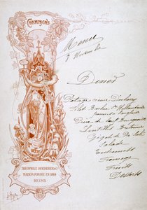Anúncio de champanhe em um cardápio, século XIX de Unbekannt