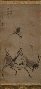 Mestre Chan montando uma mula, antes de 1249. de Unbekannt