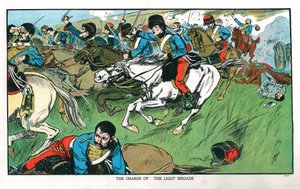 Carga da Brigada Leve em Balaclava, Guerra da Criméia, 25 de outubro de 1854, início do século XX de Unbekannt