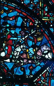 Carlos Magno luta contra os sarracenos, vitral, Catedral de Chartres, França, c1225 de Unbekannt