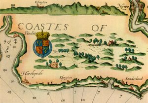 Gráfico mostrando moinhos de vento como pontos de referência na costa nordeste da Inglaterra, 1588, 1947. de Unbekannt