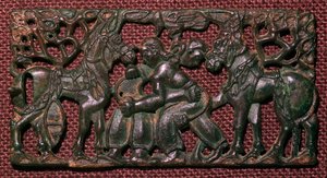 Placa de arnês de bronze chinês de homens de luta livre, século 5 aC de Unbekannt