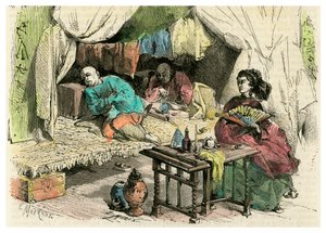 Fumantes chineses de ópio, século XIX de Unbekannt