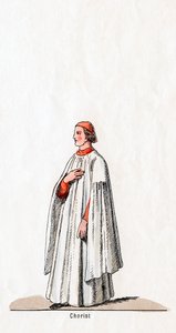 Chorister, figurino para a peça de Shakespeares, Henrique VIII, século XIX de Unbekannt