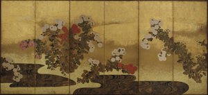 Crisântemos ao lado de um riacho, período Edo, século XIX. de Unbekannt
