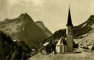 Igreja em Schröcken, Bregenzerwald, Áustria, c1935. de Unbekannt