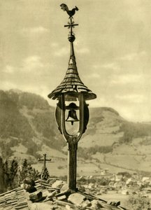 Sino de igreja e cata-vento, Kitzbühel, Tirol, Áustria, c1935. de Unbekannt