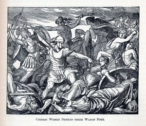 Mulheres Cimbricas Defendem Seu Forte de Vagão, 1882 de Unbekannt