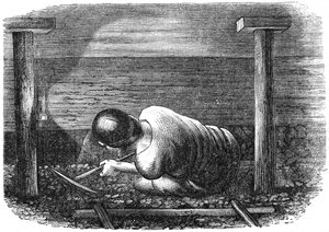 Mineiro de carvão trabalhando em uma costura estreita, c1864. de Unbekannt