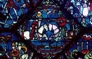 Combate entre Roland e King Marsile, vitral, Catedral de Chartres, França, 1194-1260 de Unbekannt