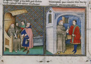 Corrupção. Miniatura do livro chamado Decameron de Giovanni Boccaccio, 1460s. de Unbekannt