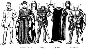 Trajes de homens e mulheres usados no período em que Henrique V reinou, c1934 de Unbekannt