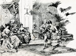 Dança da corte em fantasia Rococo. Por volta de 1900 de Unbekannt