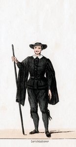 Arrumador da corte, figurino da peça de Shakespeares, Henrique VIII, século XIX de Unbekannt