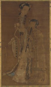 Cortesãs com leque e flauta, dinastia Qing, séculos XVII-XVIII. de Unbekannt