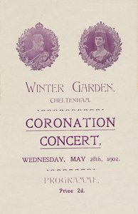 Capa do programa para um Concerto de Coroação no Winter Garden, Cheltenham, 1902. de Unbekannt