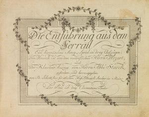 Capa da primeira edição da ópera O Rapto do Serralho de Mozart, aft.1786 de Unbekannt