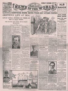 Crippens Life at Sea, primeira página do News of the World, 31 de julho de 1910. de Unbekannt