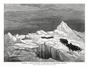 Cruzando um bloco de gelo pesado na cabeça do canal de Wellington, 1877 de Unbekannt