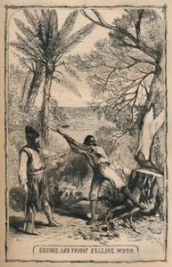 Crusoe e Friday Felling Wood, c1870 de Unbekannt
