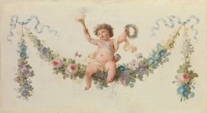 Cupido sentado em uma guirlanda, 1770-90. de Unbekannt