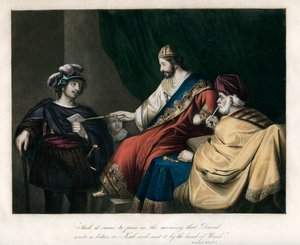 ... Davi escreveu uma carta a Joabe e a enviou pela mão de Urias, c1850 de Unbekannt