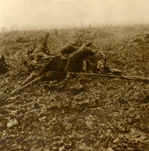 Soldado morto na colina 304, após a Batalha de Verdun, norte da França, 1916 de Unbekannt