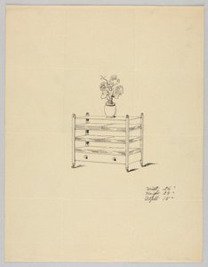 Design para Mesa de Três Camadas com Vaso e Flores, 1900-05 de Unbekannt