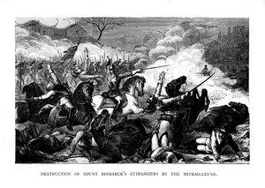 Destruição dos Cuirassiers do Conde Bismarcks pelo Mitrailleuse, c1870, 1875 de Unbekannt