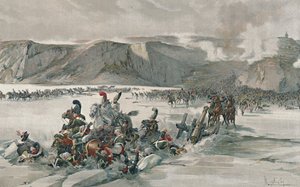 Destruição de russos em retirada no lago Satschan, 1805, 1896 de Unbekannt