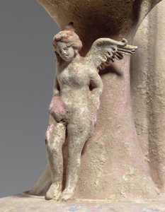Detalhe do oinochoe de cerâmica policromada de Canosan, Apúlia, c. início do século 3 aC (cerâmica) de Unbekannt